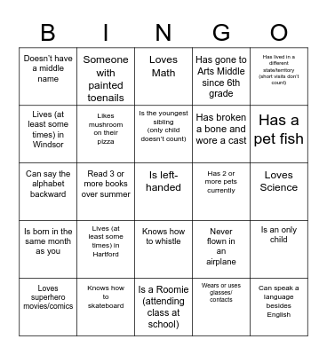 Get-To-Know-You BINGO Card