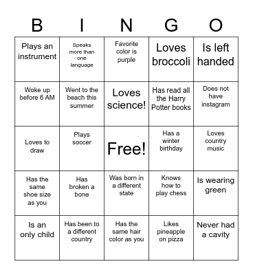 Find someone who... Bingo Card