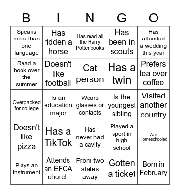 People Bingo Card