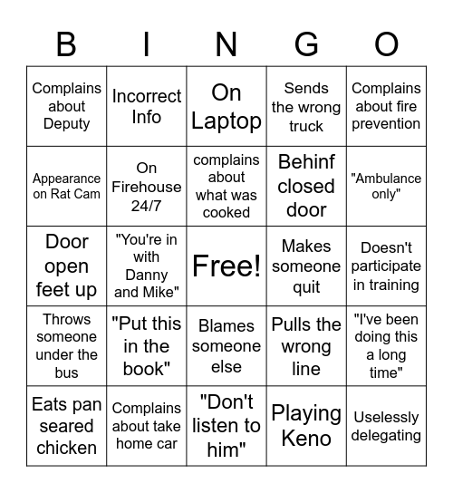 Bert Bingo Card