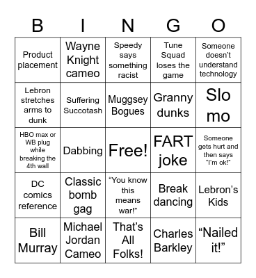 SPACE JAM 2: Electric Bugsaloo: The Revenge Bingo Card
