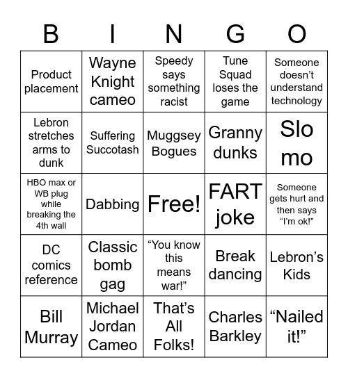 SPACE JAM 2: Electric Bugsaloo: The Revenge Bingo Card