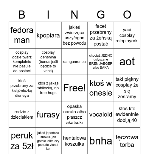 animy i mangusie Bingo Card