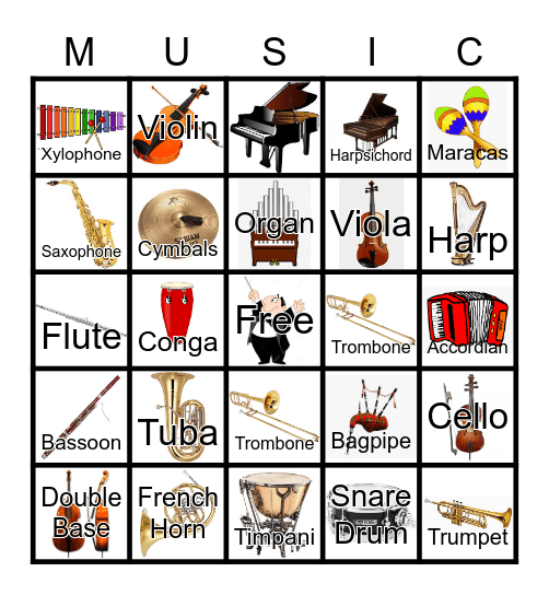 "MUSIC" Bingo Card