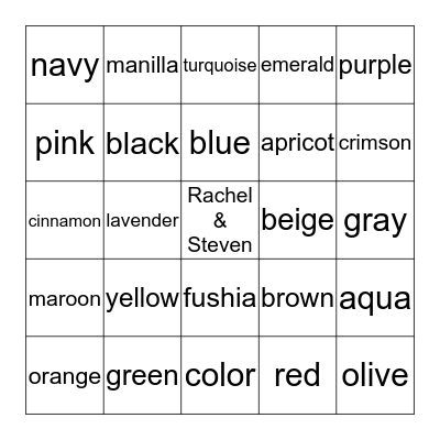 Bridal Shower Bingo Card