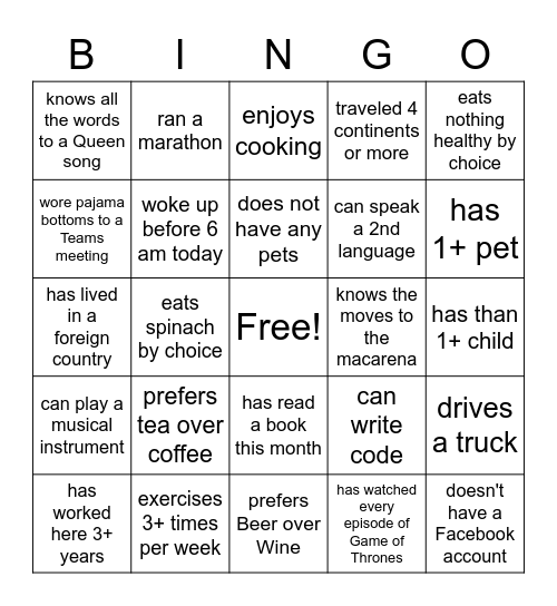 SM BINGO Card