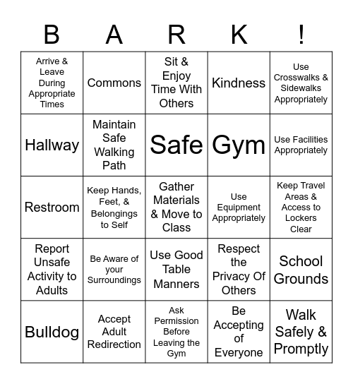 BARK Bingo Card