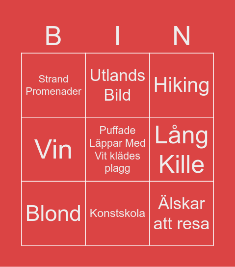 Tinder Bingo Card