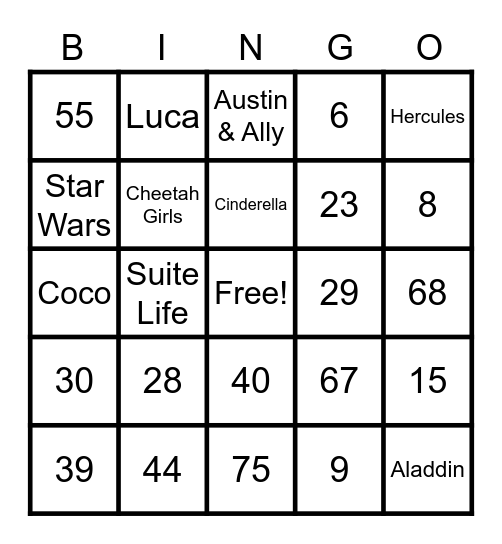 Number Bingo 1-75 Bingo Card