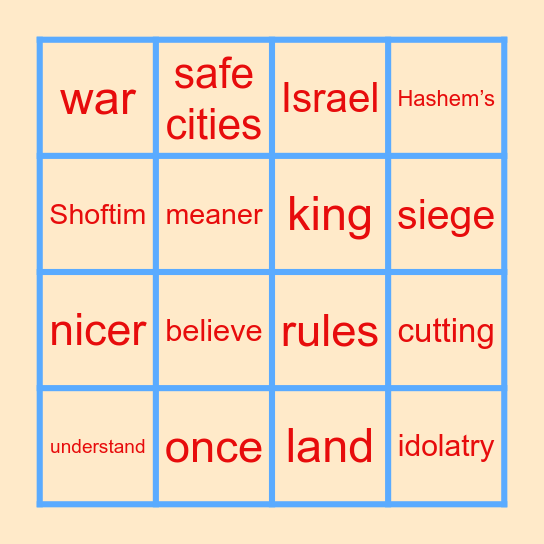 Shoftim Bingo Card