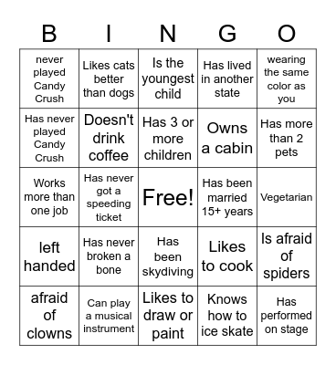 Icebreaker: Find Someone Who Bingo Card