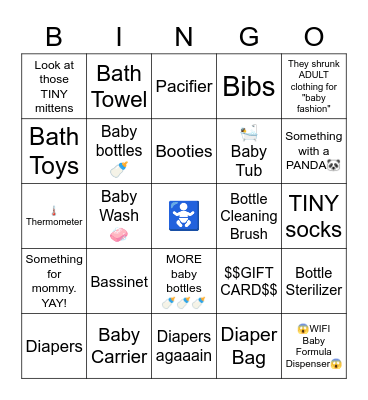 🎀 What ya got there, BABY? 🎀 Bingo Card