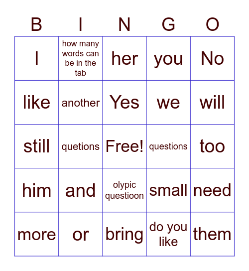 Untitled Bingo Card