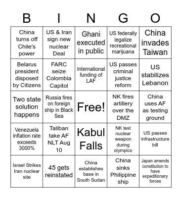 Holy Shxt World Affairs Bingo Card