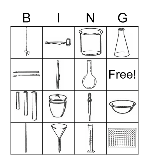 Chemistry Equipment Bingo Card