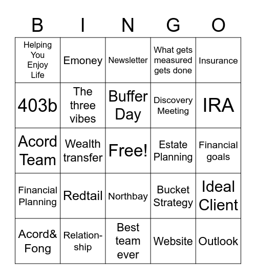Acord&Fong Bingo Card