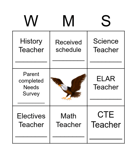 Eagle Mixer Bingo Card