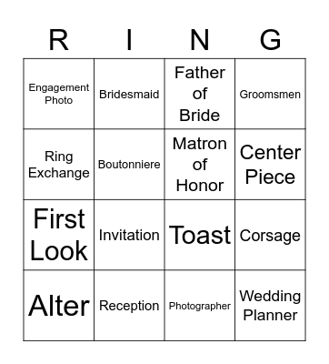 Bridal Shower Bingo Card