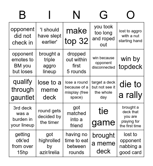 LoR Seasonal Bingo Card