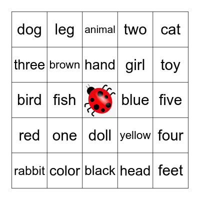 Sight Words Bingo Card