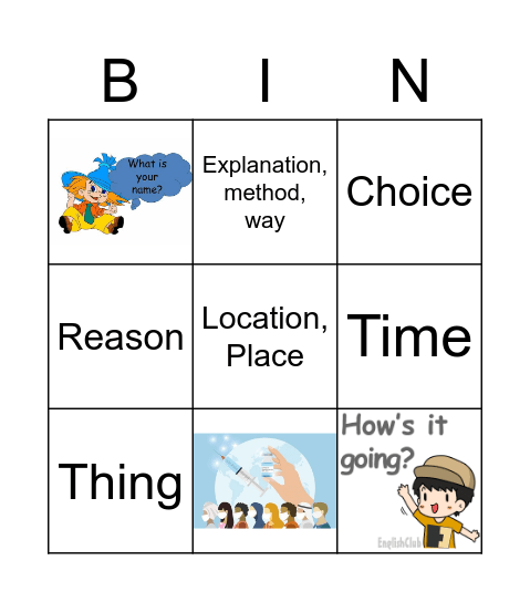 WH-Questions Bingo Card