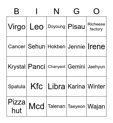 Seje Bingo Card