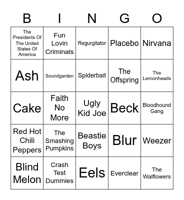 Alternative Nation Bingo Card