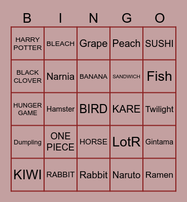 BAKASTA BINGO Card