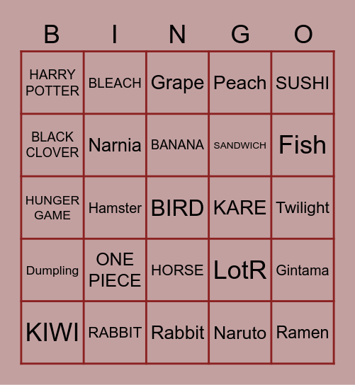 BAKASTA BINGO Card