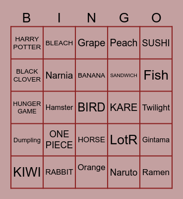 BAKASTA BINGO Card