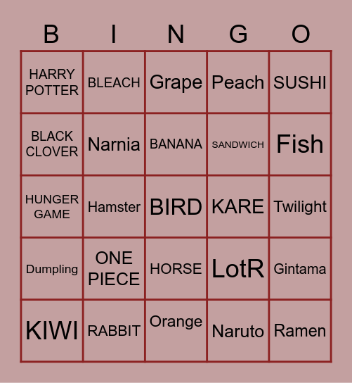 BAKASTA BINGO Card