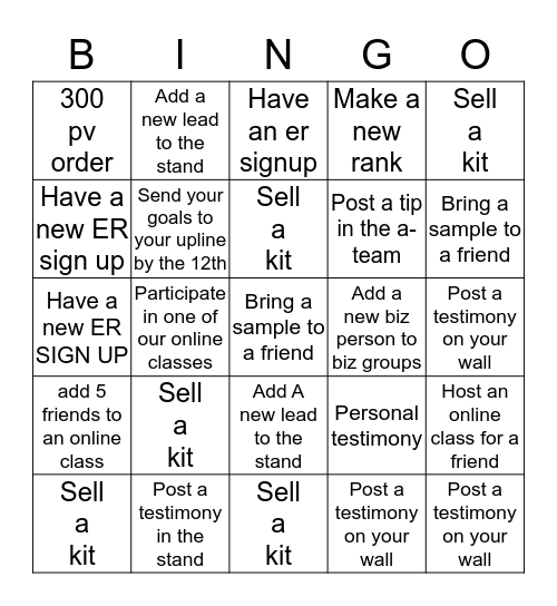 April a-team bingo!!!!! Bingo Card