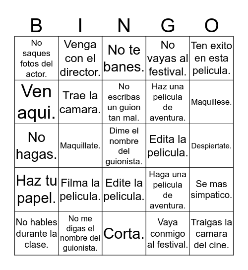 LAS PELICULAS Bingo Card