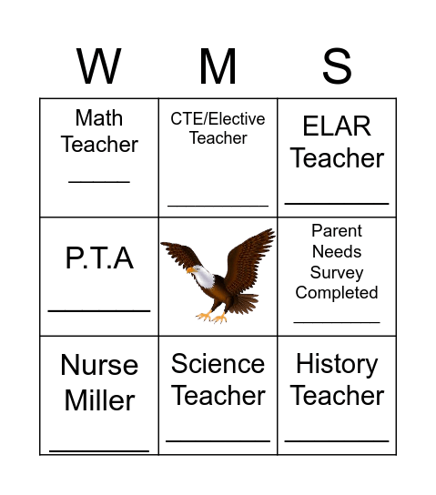 Eagle Mixer Bingo Card