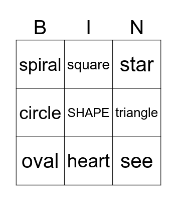 Shapes in nature Bingo Card