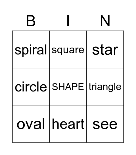 Shapes in nature Bingo Card
