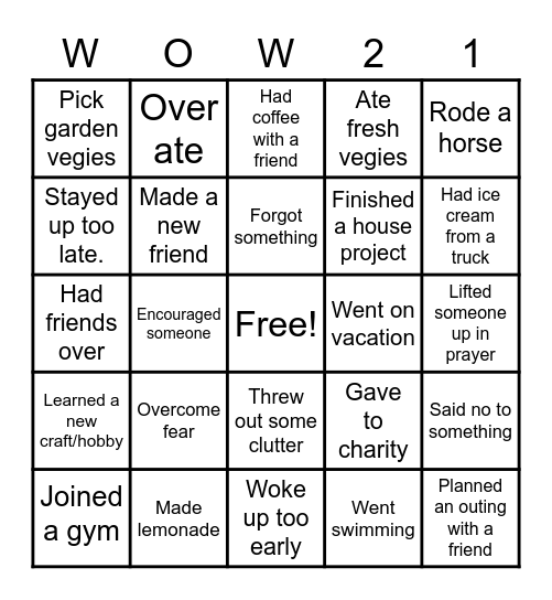 Summer fun Bingo Card