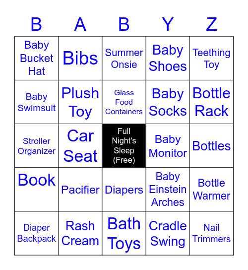 Zgorka Baby Gift Bingo Card