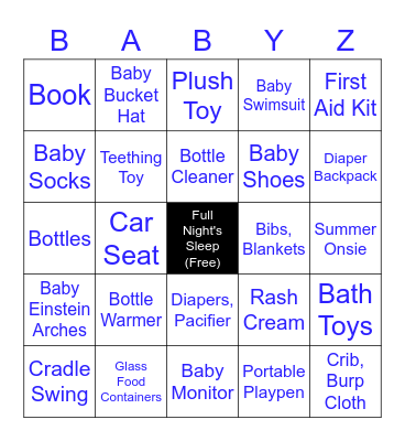 Zgorka Baby Gifts Bingo Card