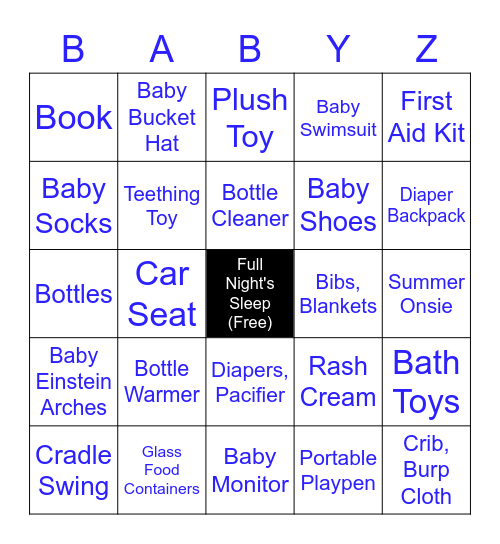 Zgorka Baby Gifts Bingo Card