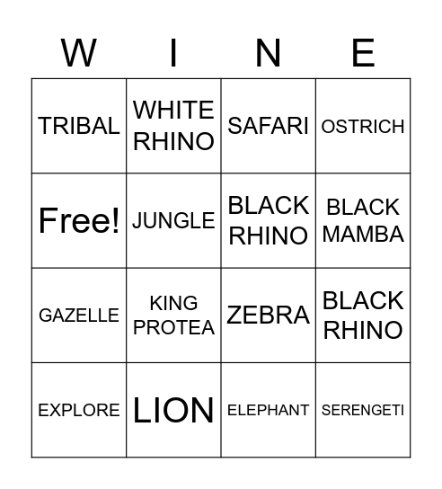 AFRICA Bingo Card