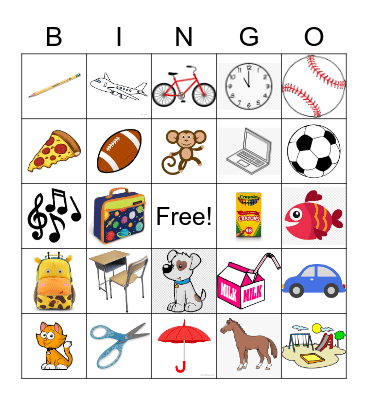 Kids Club Bingo Card