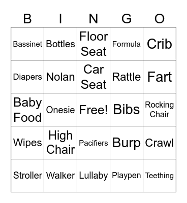 Baby Bingo Card