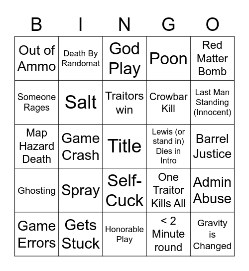 Yogscast TTT Bingo 5.0 Bingo Card