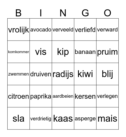 Fit in je hoofd Bingo Card