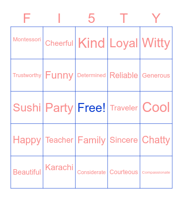 RAHEMA BINGO Card
