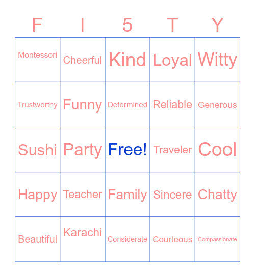 RAHEMA BINGO Card