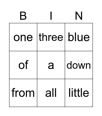 Tricky words 9W2 & 3 Bingo Card