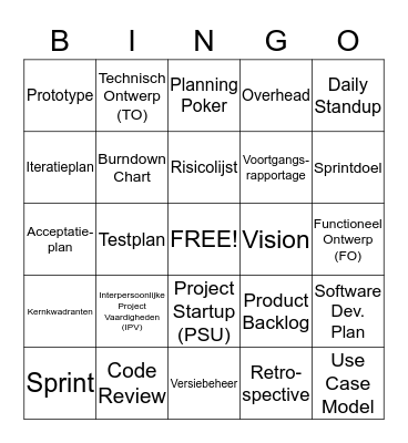 Professional Skills Bingo Card