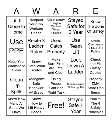 SAFETY BINGO! Bingo Card
